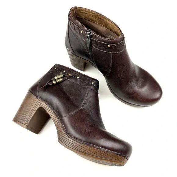 Dansko Dabney Leather Bohemian Tassel Clog Ankle Booties 8 - Picture 1 of 9